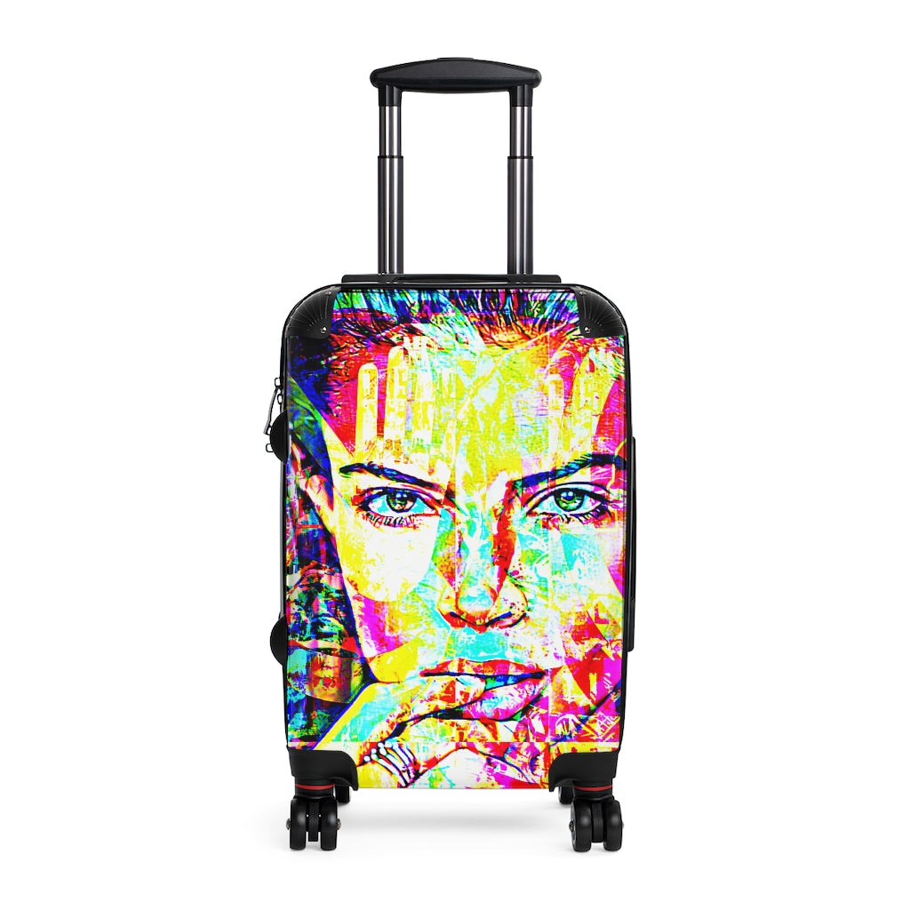 Geotrott Isabella Face Graffiti Art Cabin Suitcase Extended Storage Adjustable Telescopic Handle Double Wheeled Polycarbonate Hard-Shell Built-In Lock
