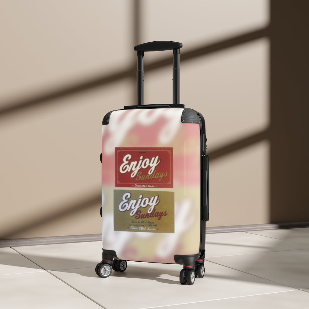 Getrott Club Chaos NYC Enjoy Sundays Party Flyer Dj Mark Ronson Mailingliz Cabin Suitcase Extended Storage Adjustable Telescopic Handle Double wheeled Polycarbonate Hard-shell Built-in Lock-Bags-Geotrott