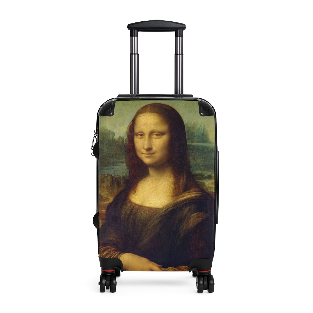 Getrott The Mona Lisa by Leonardo Da Vinci Black Cabin Suitcase Extended Storage Adjustable Telescopic Handle Double wheeled Polycarbonate Hard-shell Built-in Lock-Bags-Geotrott