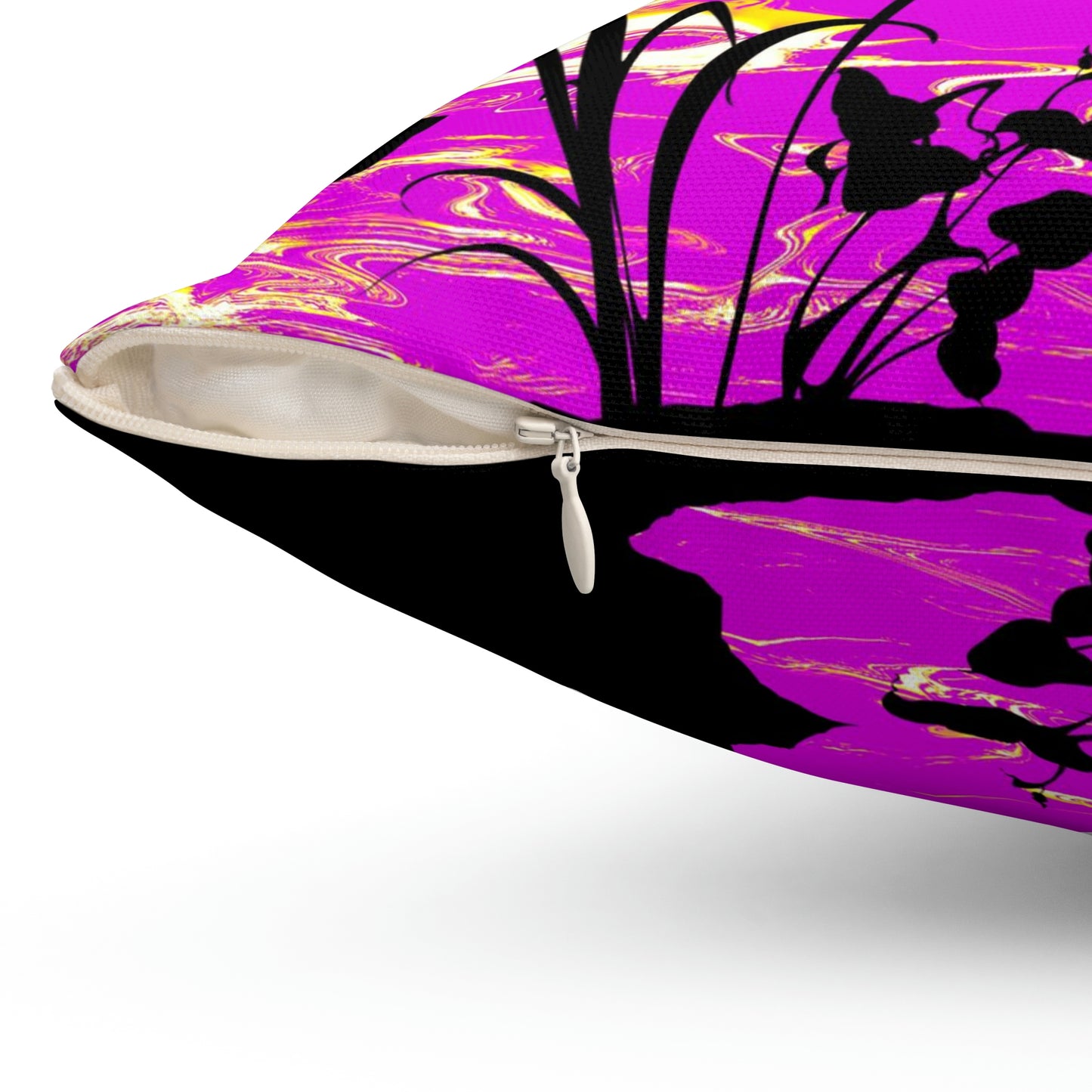 Sunset Beach On San Juan El Morro Palms Pink Purple White Spun Polyester Square Pillow