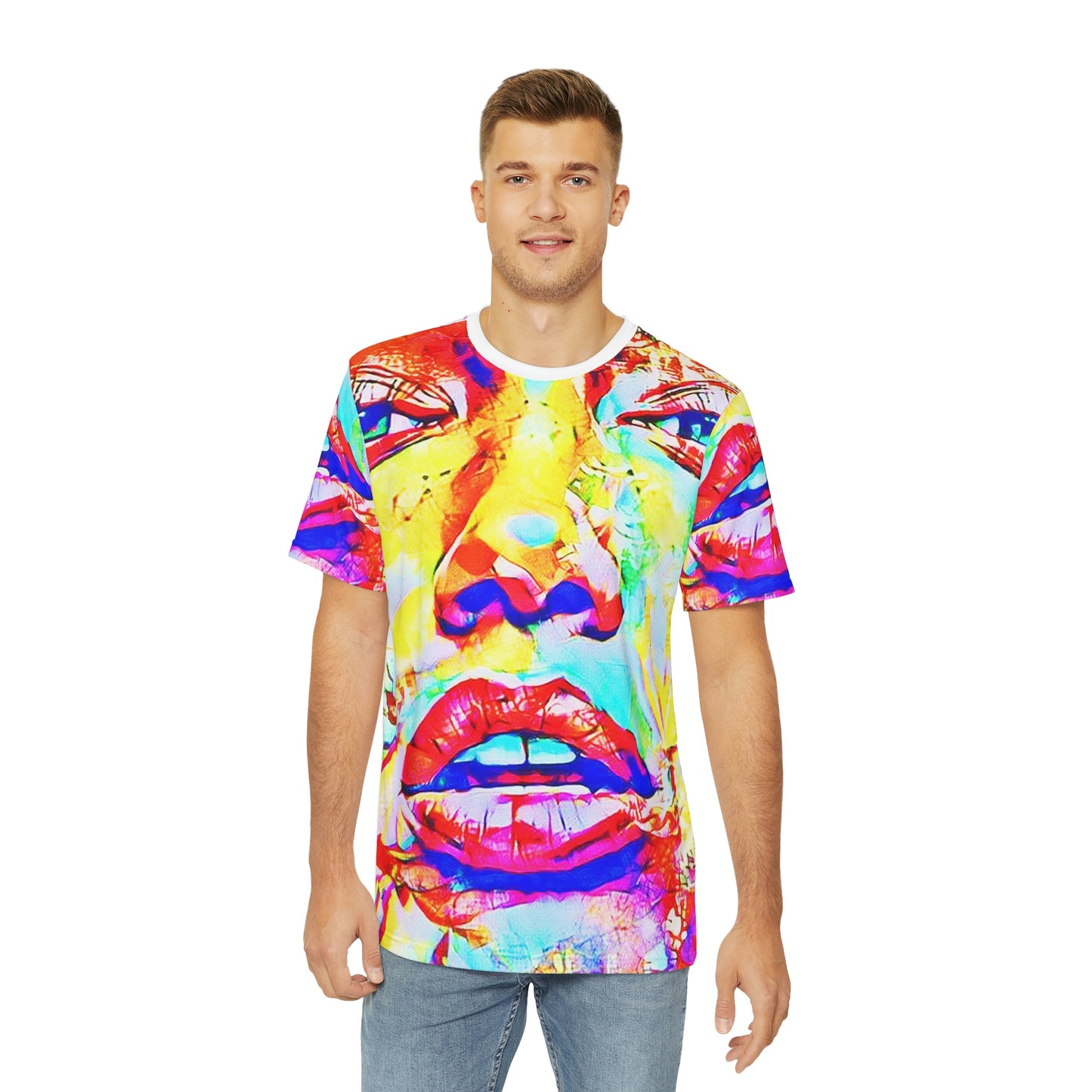 Copy of Copy of Copy of Copy of Copy of Copy of Eddy Bogaert Graffiti Bieber Statue of Liberty Art Men's Polyester Tee (AOP)-All Over Prints-Geotrott