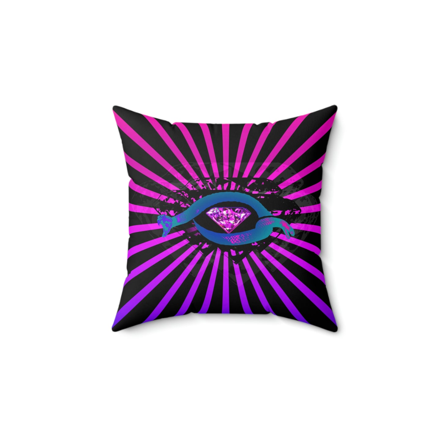 Geotrott Diamond Snake Eye Pink Purple Rays Spun Polyester Square Pillow-Home Decor-Geotrott