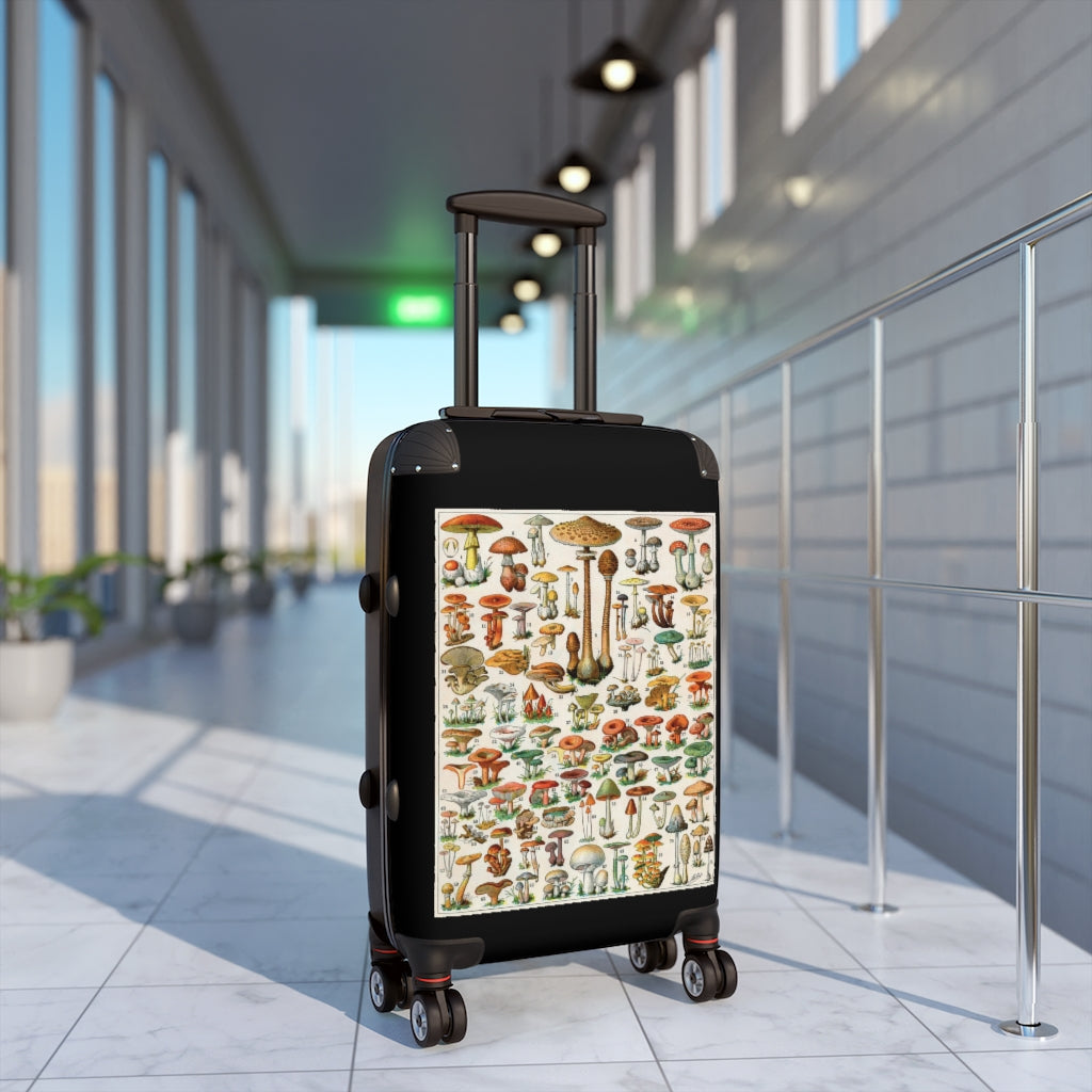 Getrott Mushroom Variaties Old Botanical World Classic Poster Cabin Suitcase Inner Pockets Extended Storage Adjustable Telescopic Handle Inner Pockets Double wheeled Polycarbonate Hard-shell Built-in Lock
