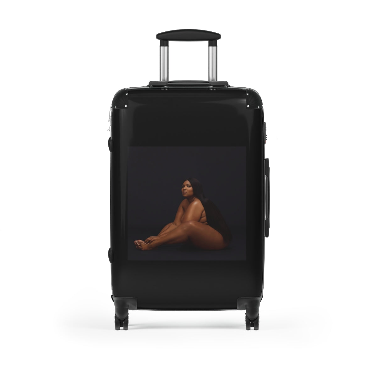 Getrott Lizzo Cuz I Love You 2019 Black Cabin Suitcase Extended Storage Adjustable Telescopic Handle Double wheeled Polycarbonate Hard-shell Built-in Lock-Bags-Geotrott
