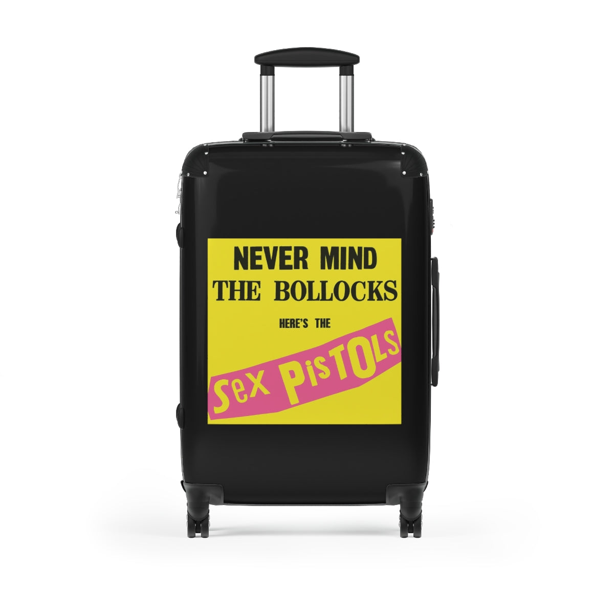 Geotrott Sex Pistols Never Mind The Bollocks 1977 Black Cabin Suitcase Extended Storage Adjustable Telescopic Handle Double Wheeled Polycarbonate Hard Shell Built In Lock
