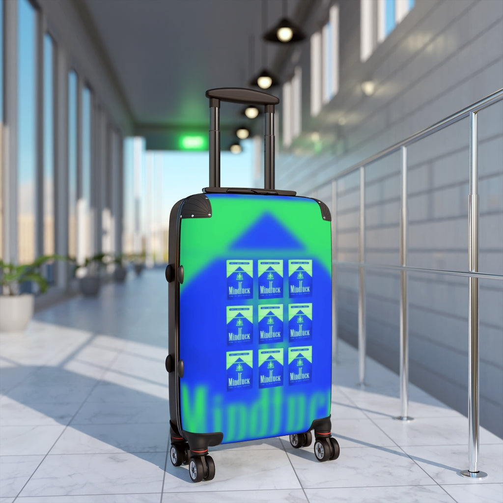 Getrott Dont Smoke Rave MindFuck Come to Nasa Country Nightclub Flyer Grid Blue Cabin Suitcase Extended Storage Adjustable Telescopic Handle Double wheeled Polycarbonate Hard-shell Built-in Lock-Bags-Geotrott