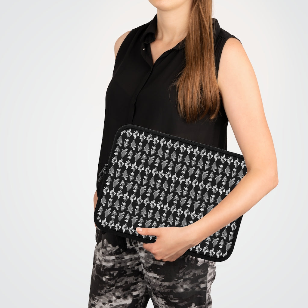 Geotrott Black White Goldfish Pattern Black Laptop Sleeve