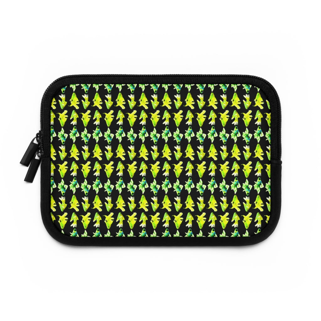 Getrott Green Goldfish Pattern Black Laptop Sleeve-Laptop Sleeve-Geotrott