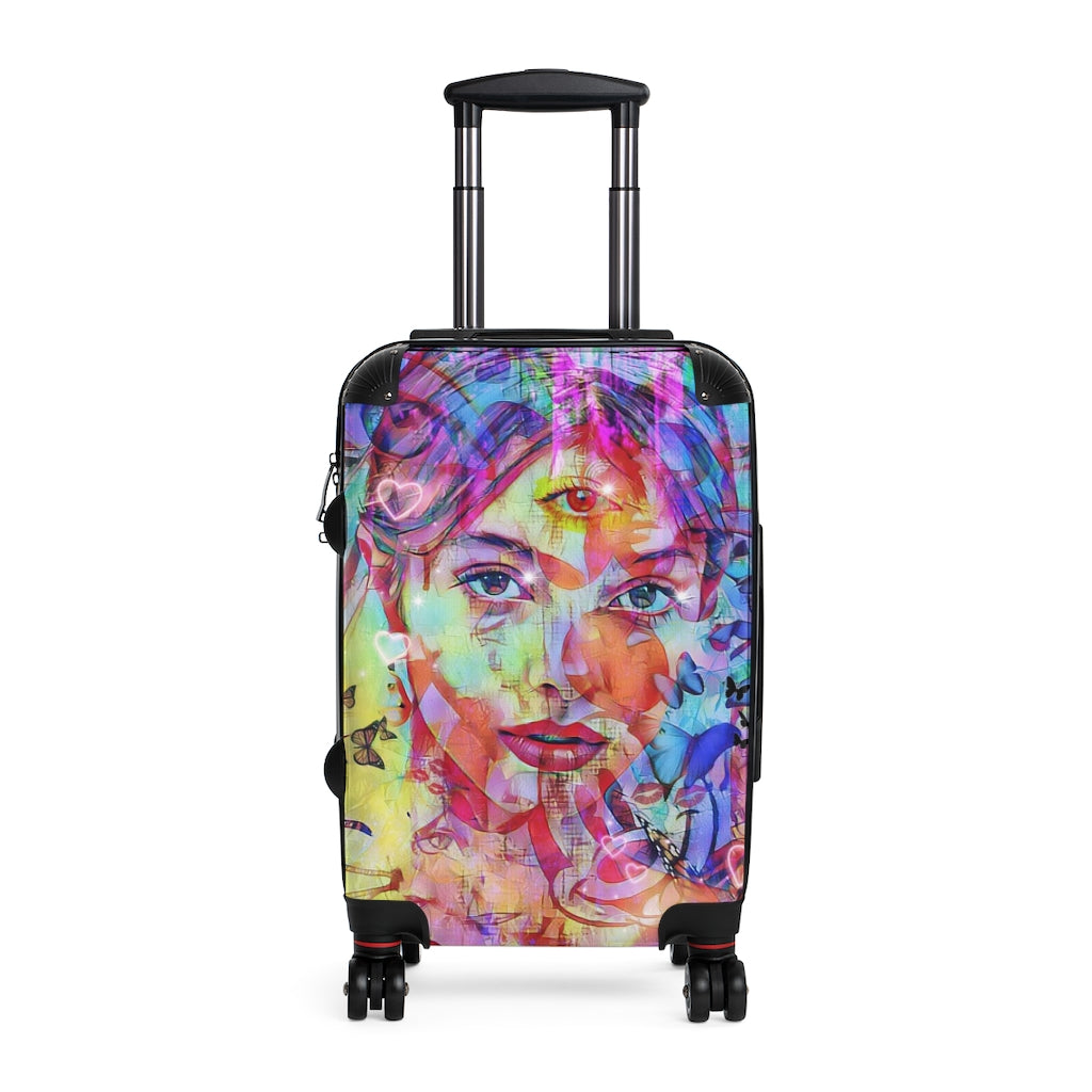 Geotrott Indian Princes Third Eye Graffiti Cabin Suitcase Extended Storage Adjustable Telescopic Handle Double Wheeled Polycarbonate Hard-Shell Built-In Lock