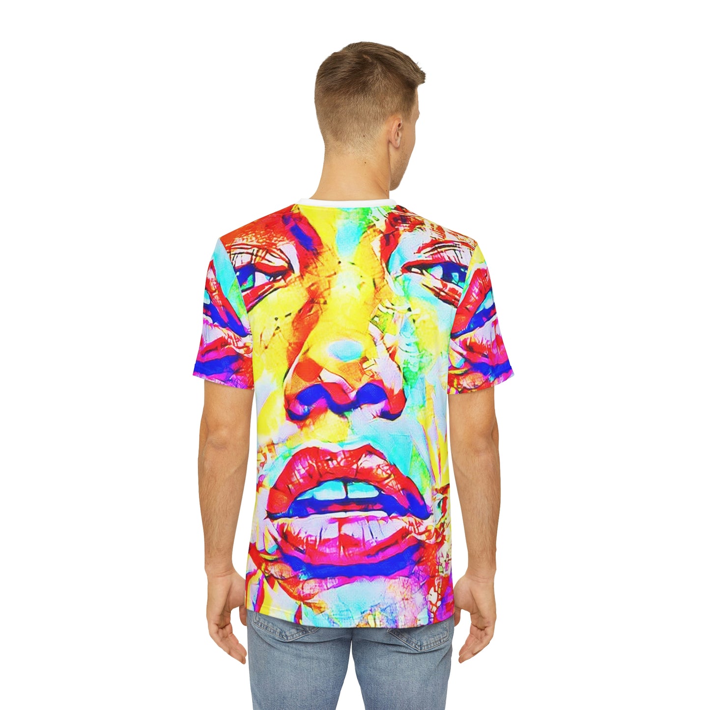 Copy of Copy of Copy of Copy of Copy of Copy of Eddy Bogaert Graffiti Bieber Statue of Liberty Art Men's Polyester Tee (AOP)-All Over Prints-Geotrott