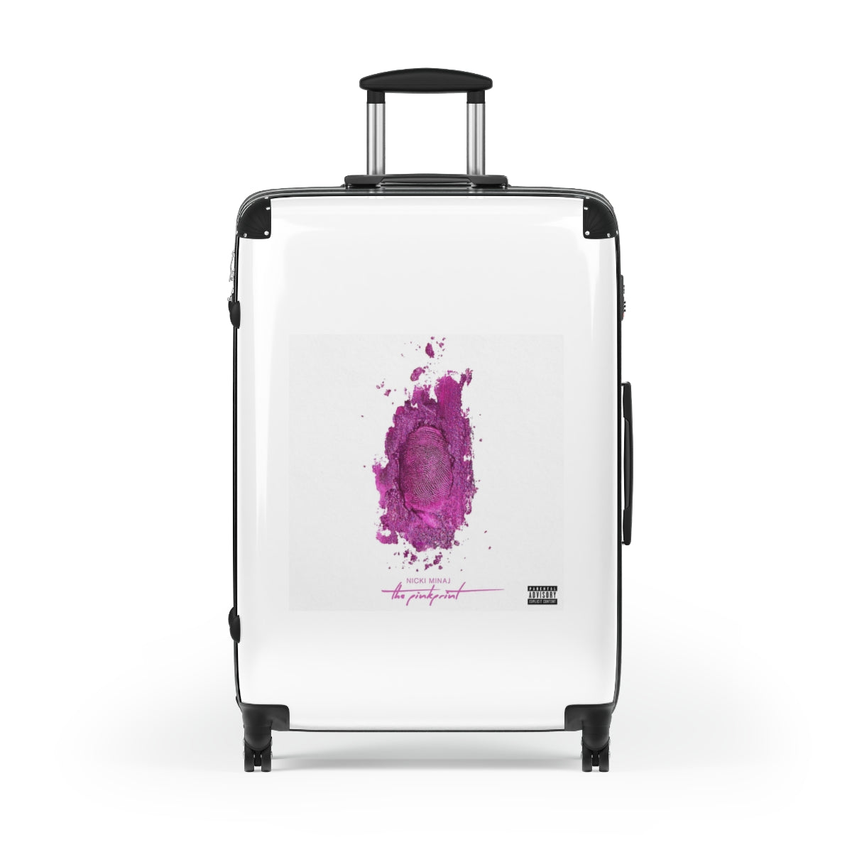 Getrott Nikki Minaj The Pink Print Black Cabin Suitcase Extended Storage Adjustable Telescopic Handle Double wheeled Polycarbonate Hard-shell Built-in Lock-Bags-Geotrott