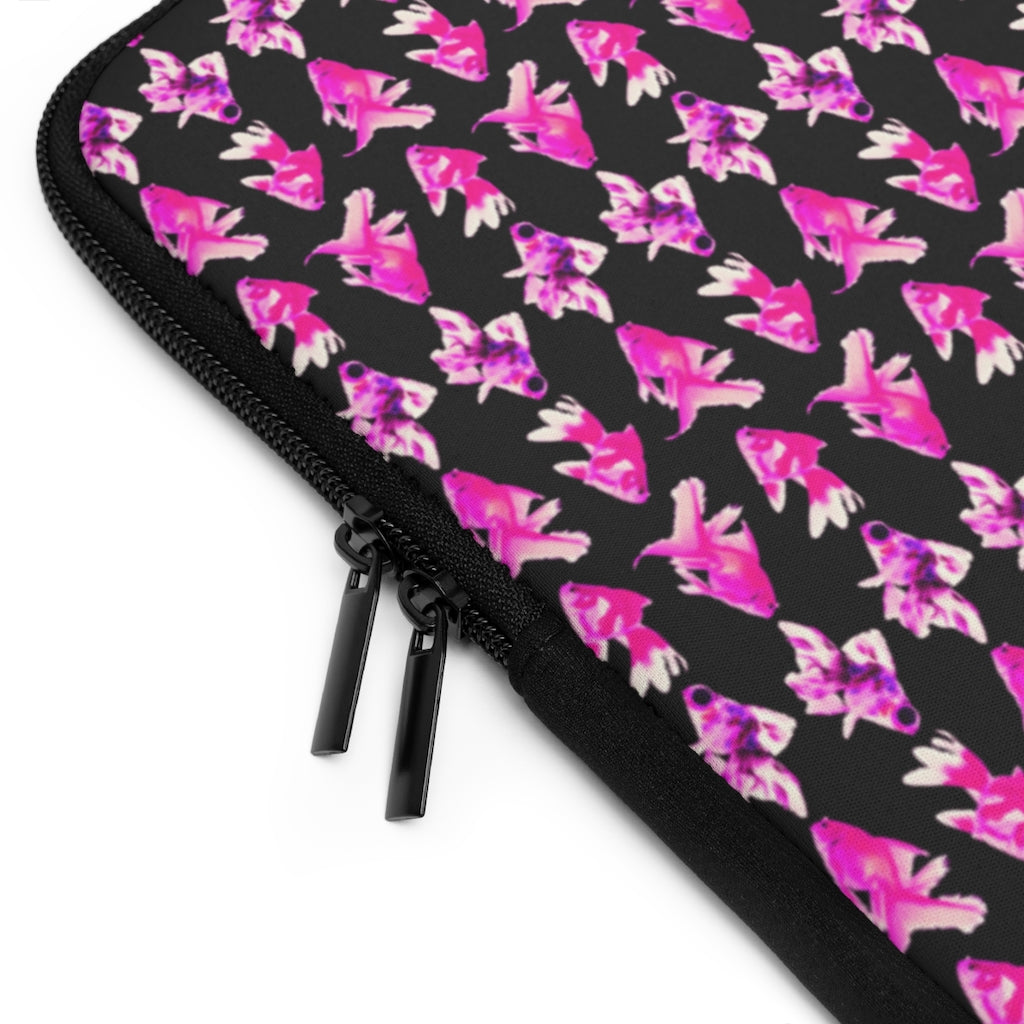 Geotrott Pink Goldfish Pattern Black Laptop Sleeve