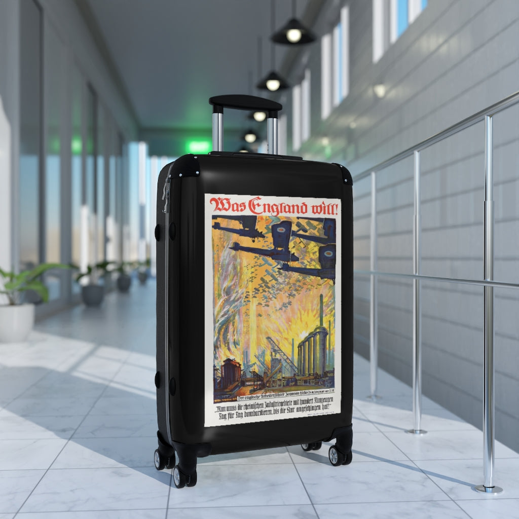 Geotrott Was England Will Egon Tschirch 1918 Black Cabin Suitcase Extended Storage Adjustable Telescopic Handle Double Wheeled Polycarbonate Hard-Shell Built-In Lock