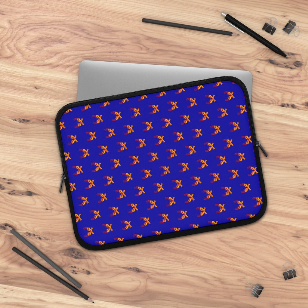Geotrott Orange Magnum Guns Pattern Blue Laptop Sleeve