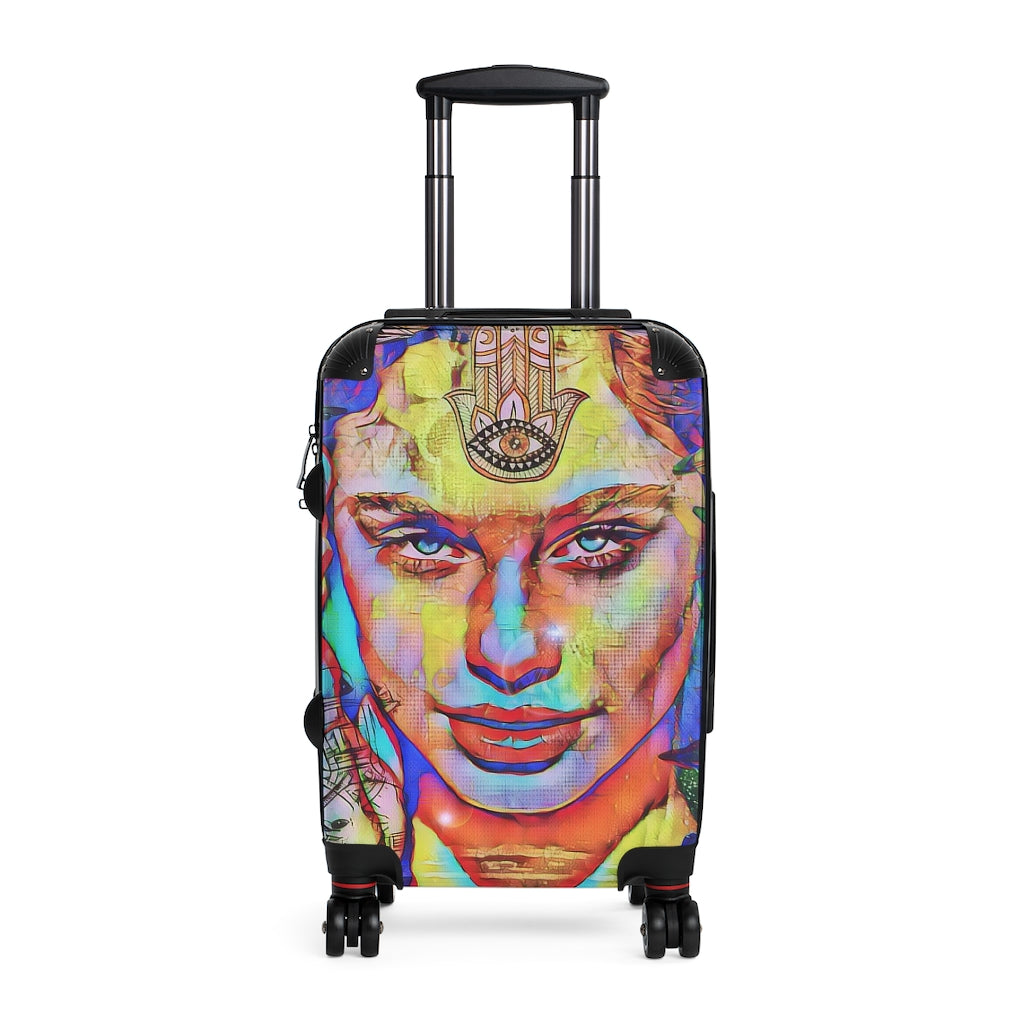 Geotrott Zen Girl Third Eye Graffiti Cabin Suitcase Extended Storage Adjustable Telescopic Handle Double Wheeled Polycarbonate Hard-Shell Built-In Lock