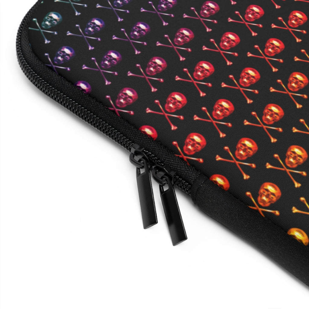 Getrott Raibow Skull and Bones Pattern Black Laptop Sleeve-Laptop Sleeve-Geotrott