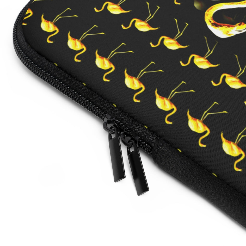 Getrott Yellow Flamingos Kissing Black Laptop Sleeve-Laptop Sleeve-Geotrott
