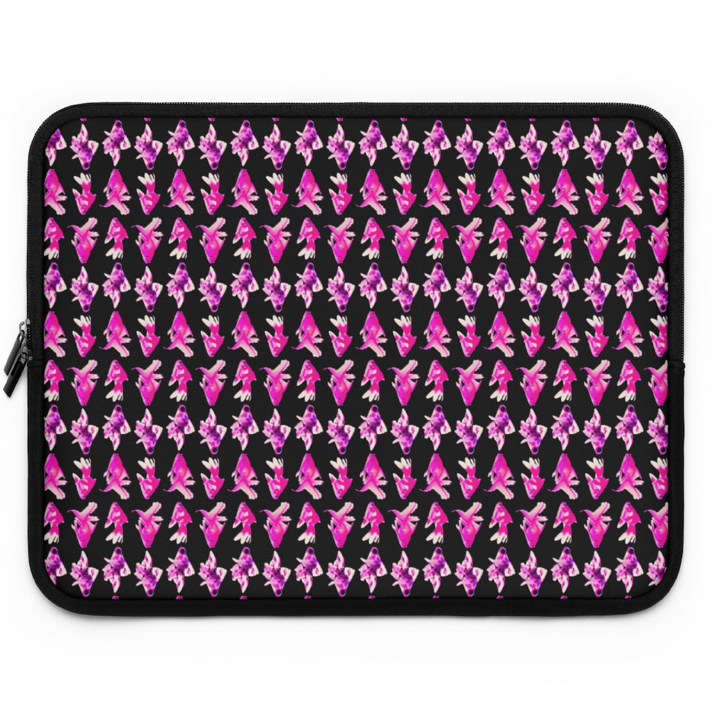 Geotrott Pink Goldfish Pattern Black Laptop Sleeve