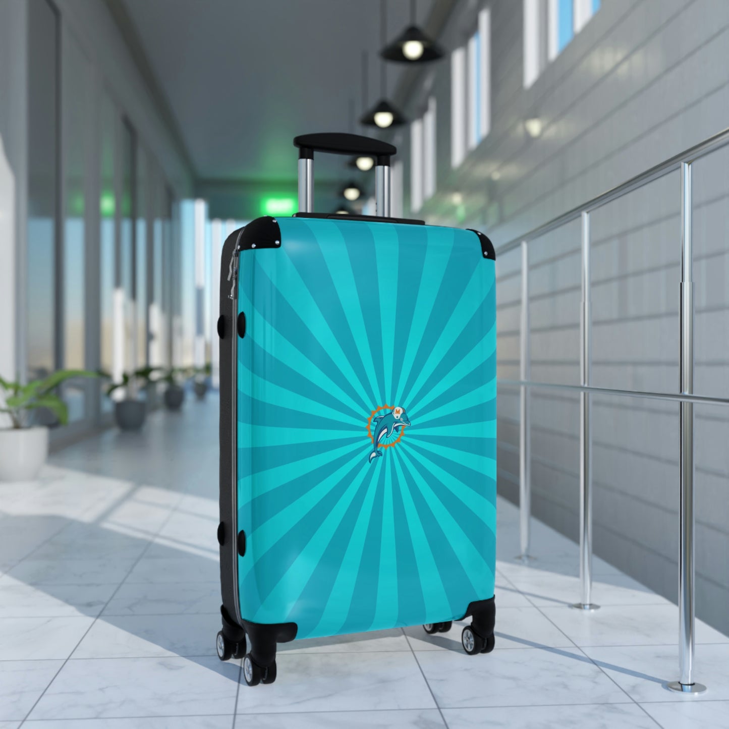 Geotrott Miami Dolphins National Football League Nfl Team Logo Cabin Suitcase Rolling Luggage Checking Bag