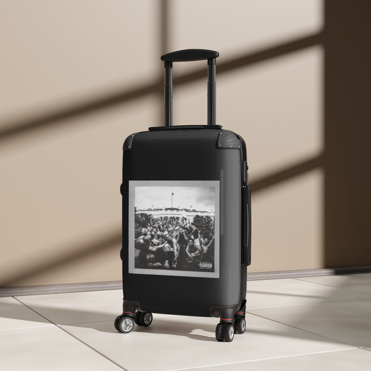 Geotrott Kendrick Lamar To Pimp A Butterfly 2015 Black Cabin Suitcase Extended Storage Adjustable Telescopic Handle Double Wheeled Polycarbonate Hard Shell Built In Lock