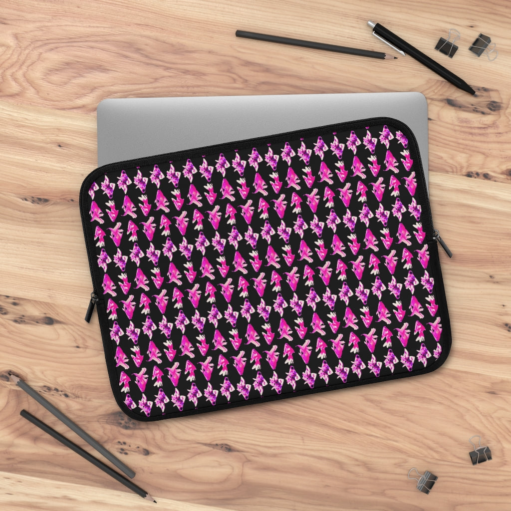 Geotrott Pink Goldfish Pattern Black Laptop Sleeve