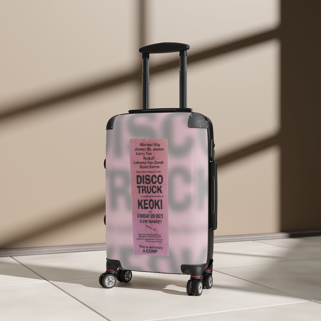 Geotrott Disco Truck Nightclub Party Flyer Michael Alig James St James Larry Tee Rudoilf Lahoma Van Zandt Scott Currie Keoki Cabin Suitcase Carry-On Travel Check Luggage 4-Wheel Spinner Suitcase Bag Multiple Colors And Sizes