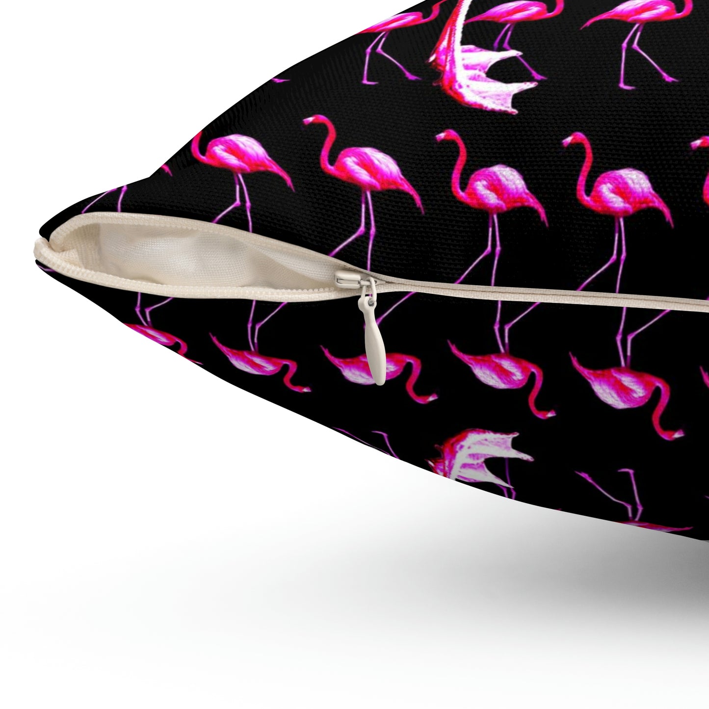 Geotrott Pink Flamingo Birds Kissing Art Spun Polyester Square Pillow