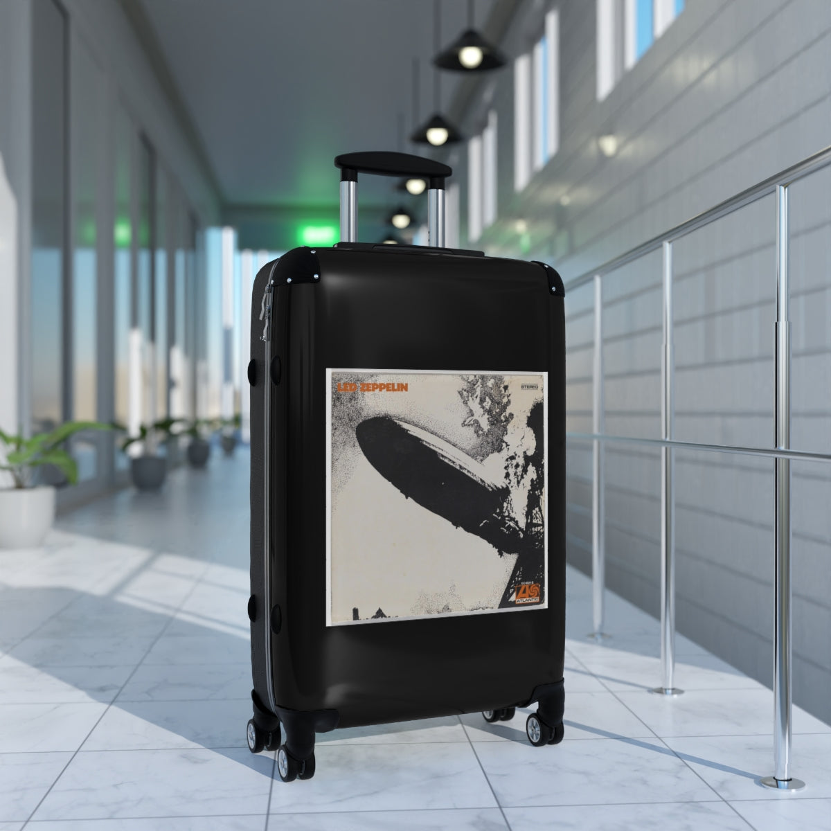 Geotrott Led Zeppelin Led Zeppelin 1969 Black Cabin Suitcase Extended Storage Adjustable Telescopic Handle Double Wheeled Polycarbonate Hard Shell Built In Lock