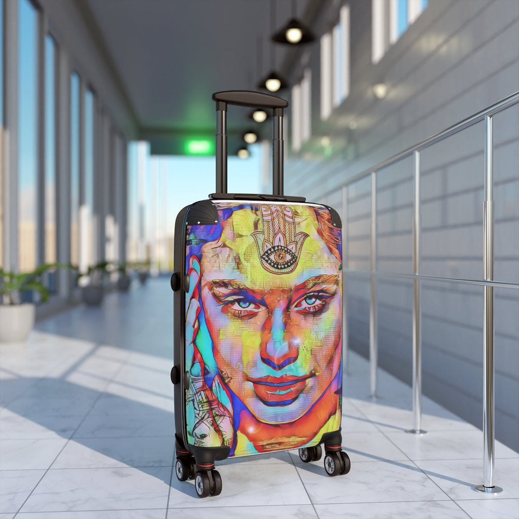 Geotrott Zen Girl Third Eye Graffiti Cabin Suitcase Extended Storage Adjustable Telescopic Handle Double Wheeled Polycarbonate Hard-Shell Built-In Lock