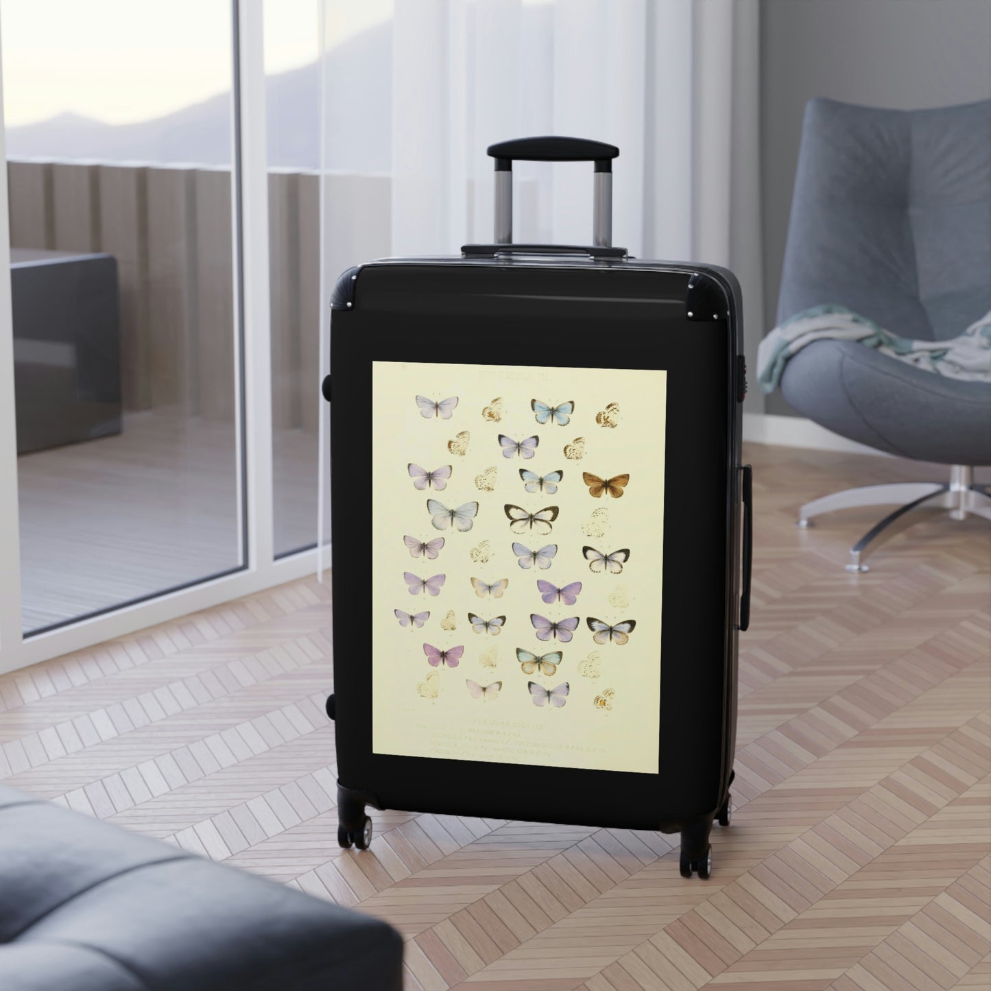 Getrott Butterflies of North America Lycæna Pseudargiolus Lucia Marginata Violocea Pseudar Giolus Neglecta Cinerea Piasus Aberr Cabin Suitcase Carry-On Travel Check Luggage 4-Wheel Spinner Suitcase Bag Multiple Colors and Sizes-Bags-Geotrott