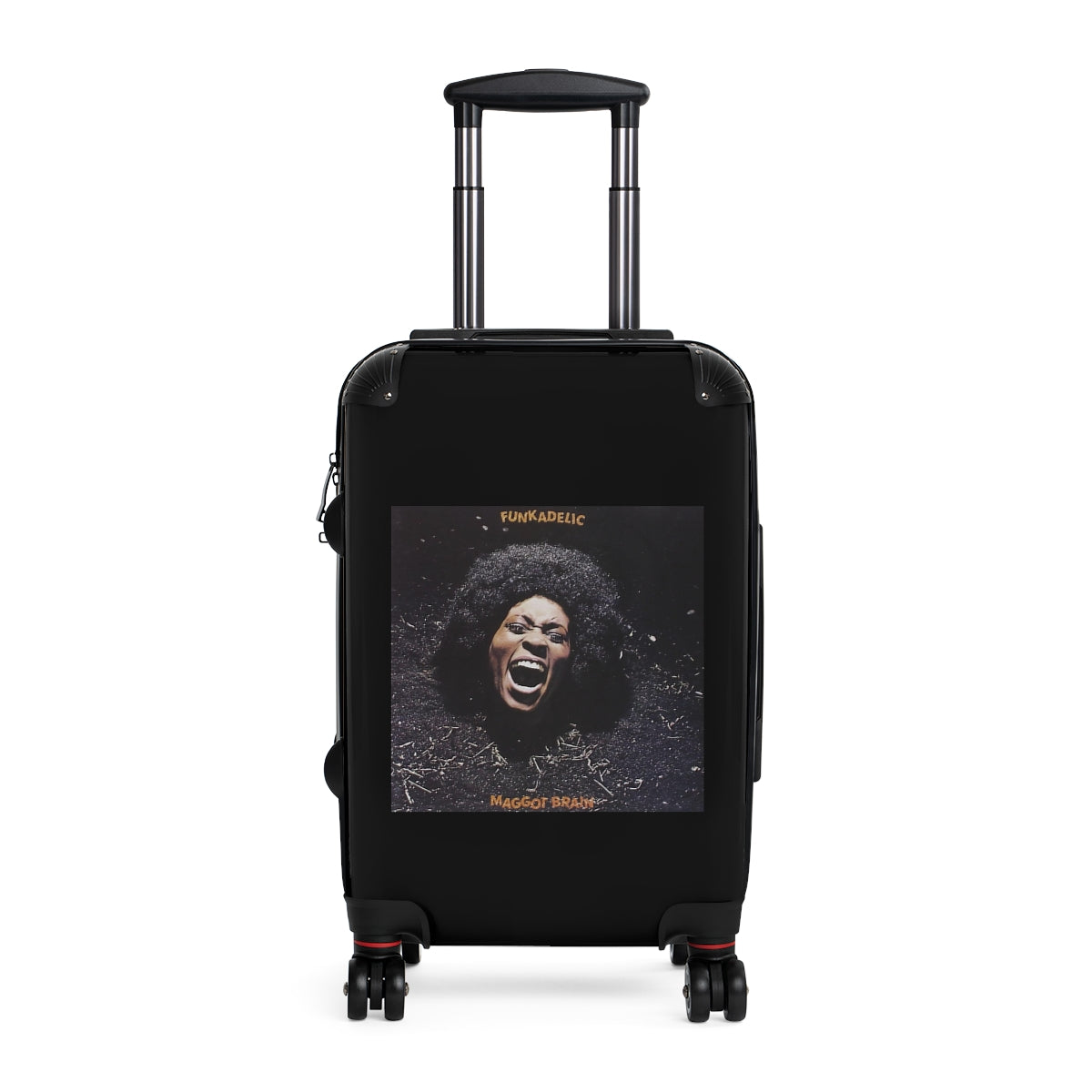 Geotrott Funkadelic Maggot Brain Black Cabin Suitcase Extended Storage Adjustable Telescopic Handle Double Wheeled Polycarbonate Hard Shell Built In Lock