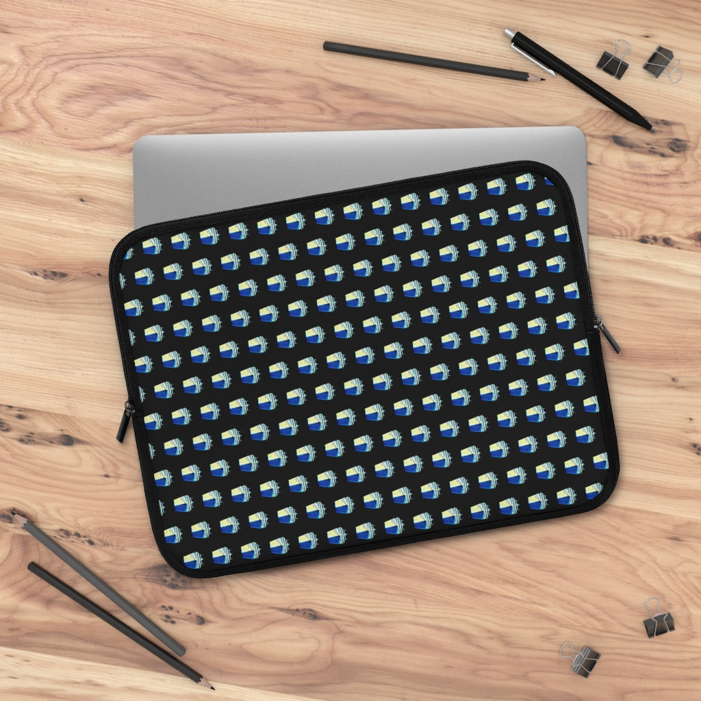 Geotrott Old Blue Cruise Ships Pattern Black Laptop Sleeve