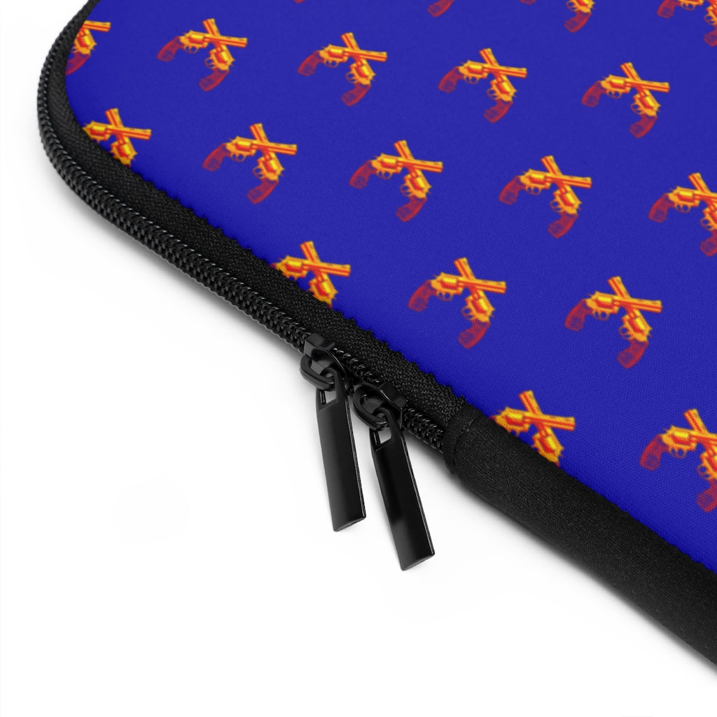 Geotrott Orange Magnum Guns Pattern Blue Laptop Sleeve