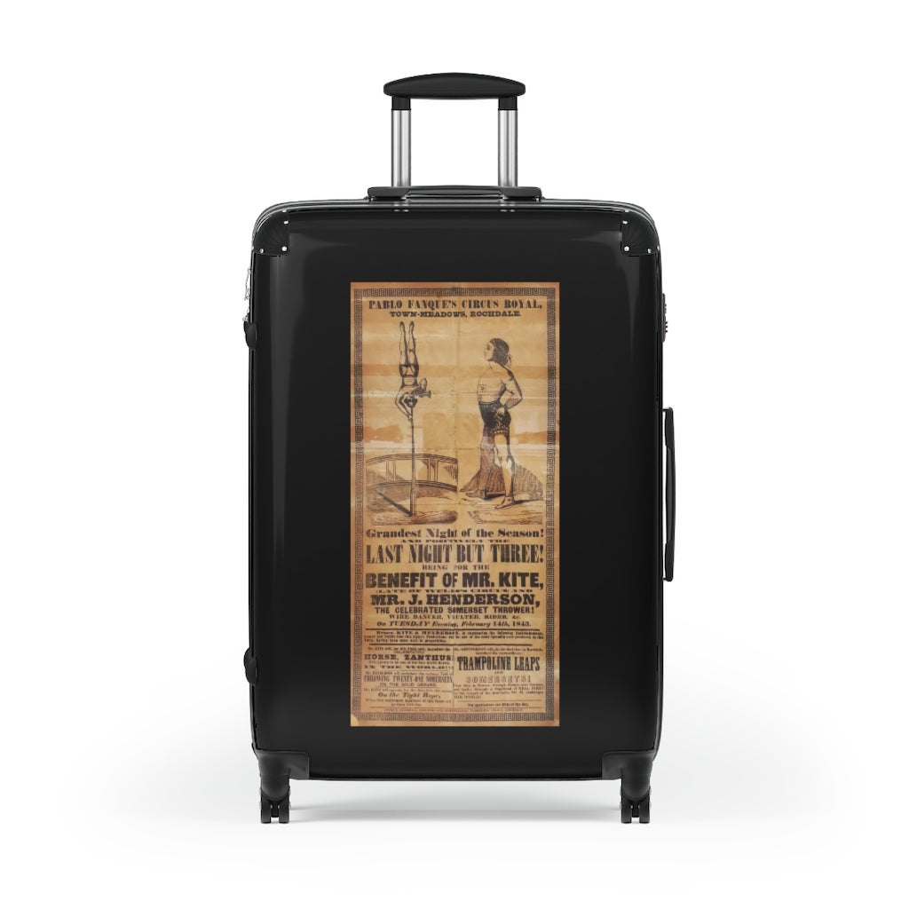 Geotrott Pablo Fanques Circus Royal Town Meadows Rochdale The Last Night But Three Mr Kite Mr J Henderson World Classic Poster Black Cabin Suitcase Carry-On Travel Check Luggage 4-Wheel Spinner Suitcase Bag Multiple Colors And Sizes