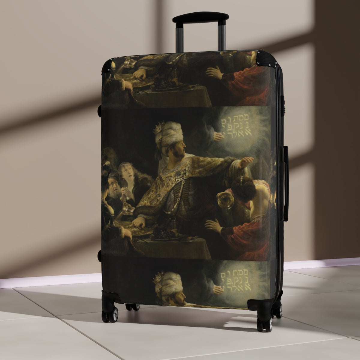 Getrott Belshazzars Feast by Rembrandt Black Cabin Suitcase Extended Storage Adjustable Telescopic Handle Double wheeled Polycarbonate Hard-shell Built-in Lock-Bags-Geotrott