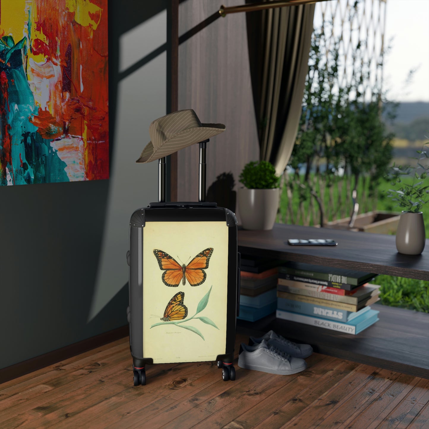 Geotrott Monarch Butterfly Danaus Plexippus Nymphalidae Animalia Lepidoptera Arthropoda Cabin Suitcase Extended Storage Adjustable Telescopic Handle Double Wheeled Polycarbonate Hard-Shell Built-In Lock