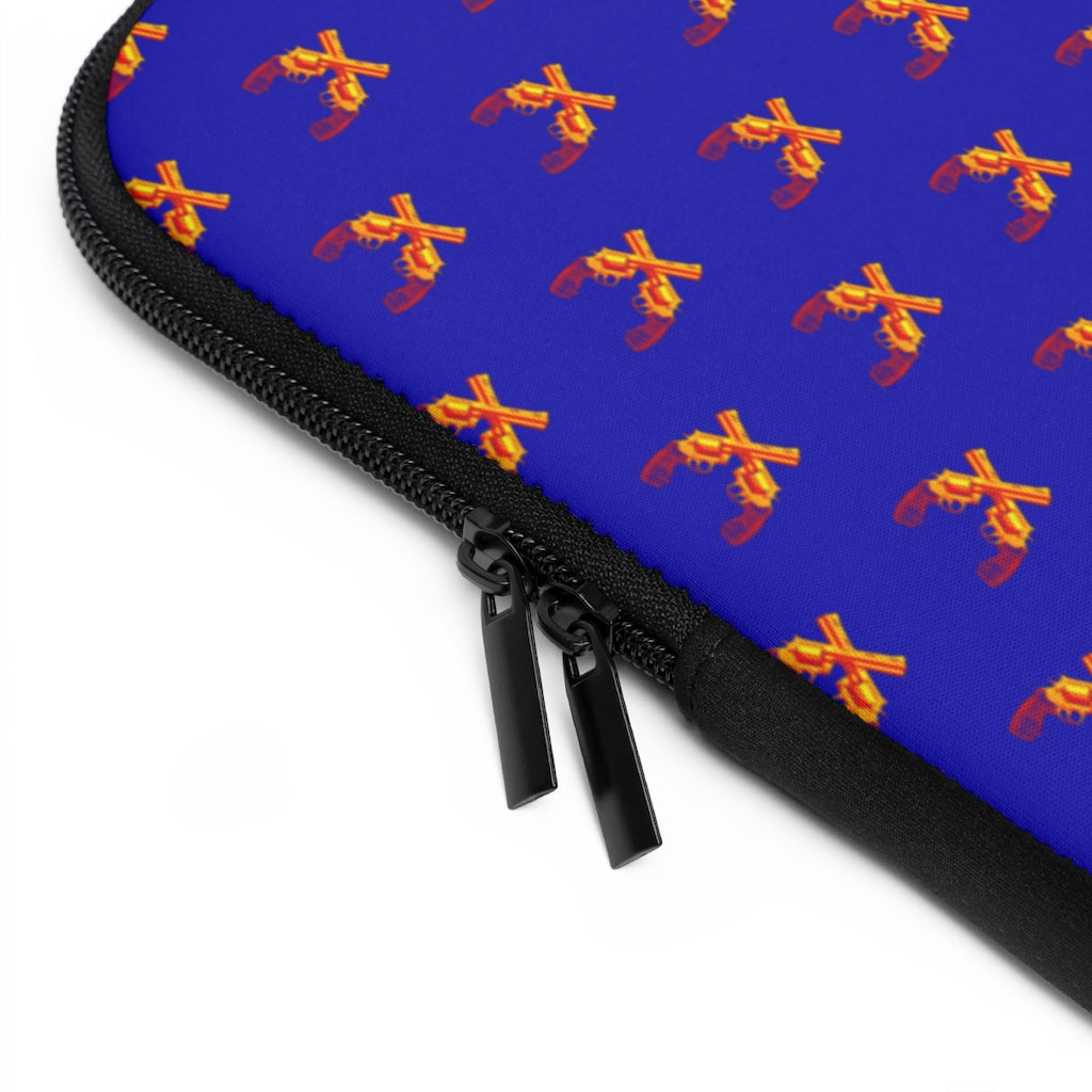 Geotrott Orange Magnum Guns Pattern Blue Laptop Sleeve
