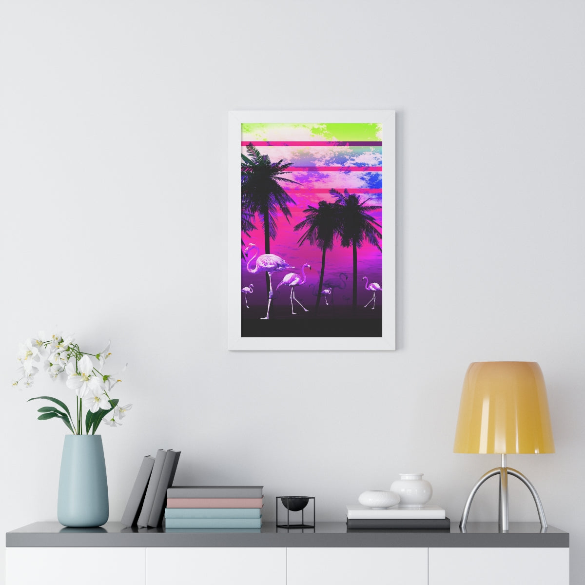Getrott Pink Beach Flamingo Sunset Framed Paper Posters LexJet Premium 200 gsm paper-Poster-Geotrott