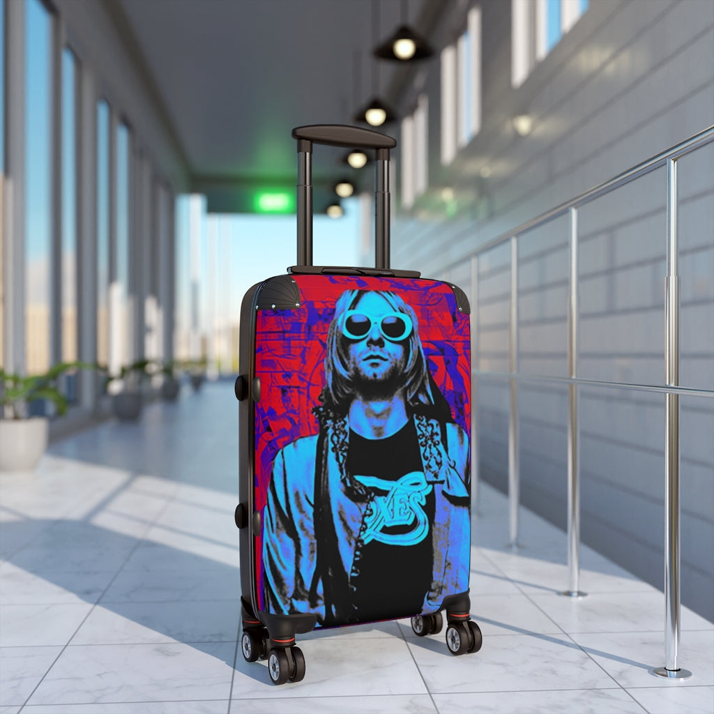Getrott Eddy Bogaert Red Blue Graffiti Art Nirvana Kurt Cobain Teen Spirit Cabin Suitcase Extended Storage Adjustable Telescopic Handle Double wheeled Polycarbonate Hard-shell Built-in Lock-Bags-Geotrott