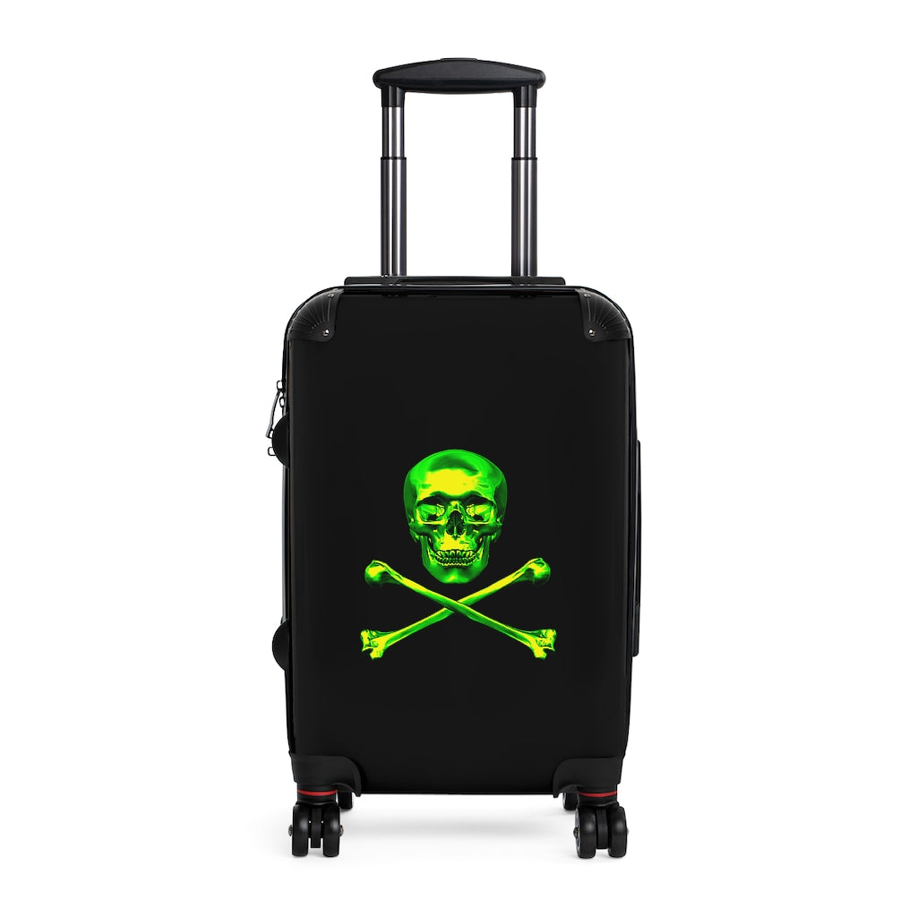 Geotrott Black Green Skull & Bones Cabbin Luggage Carry-On Travel Check Luggage 4-Wheel Spinner Suitcase Bag Multiple Colors And Sizes