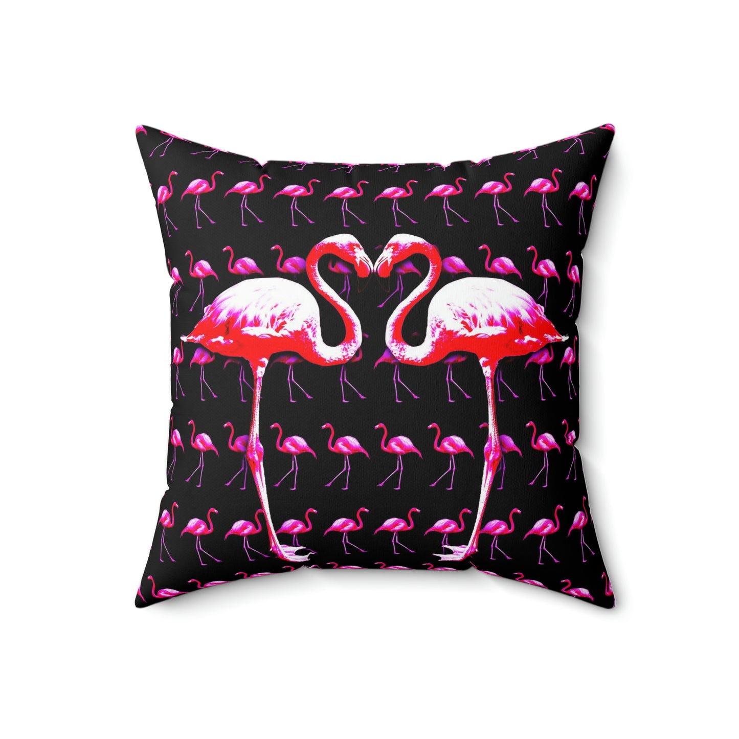 Geotrott Pink Flamingo Birds Kissing Art Spun Polyester Square Pillow