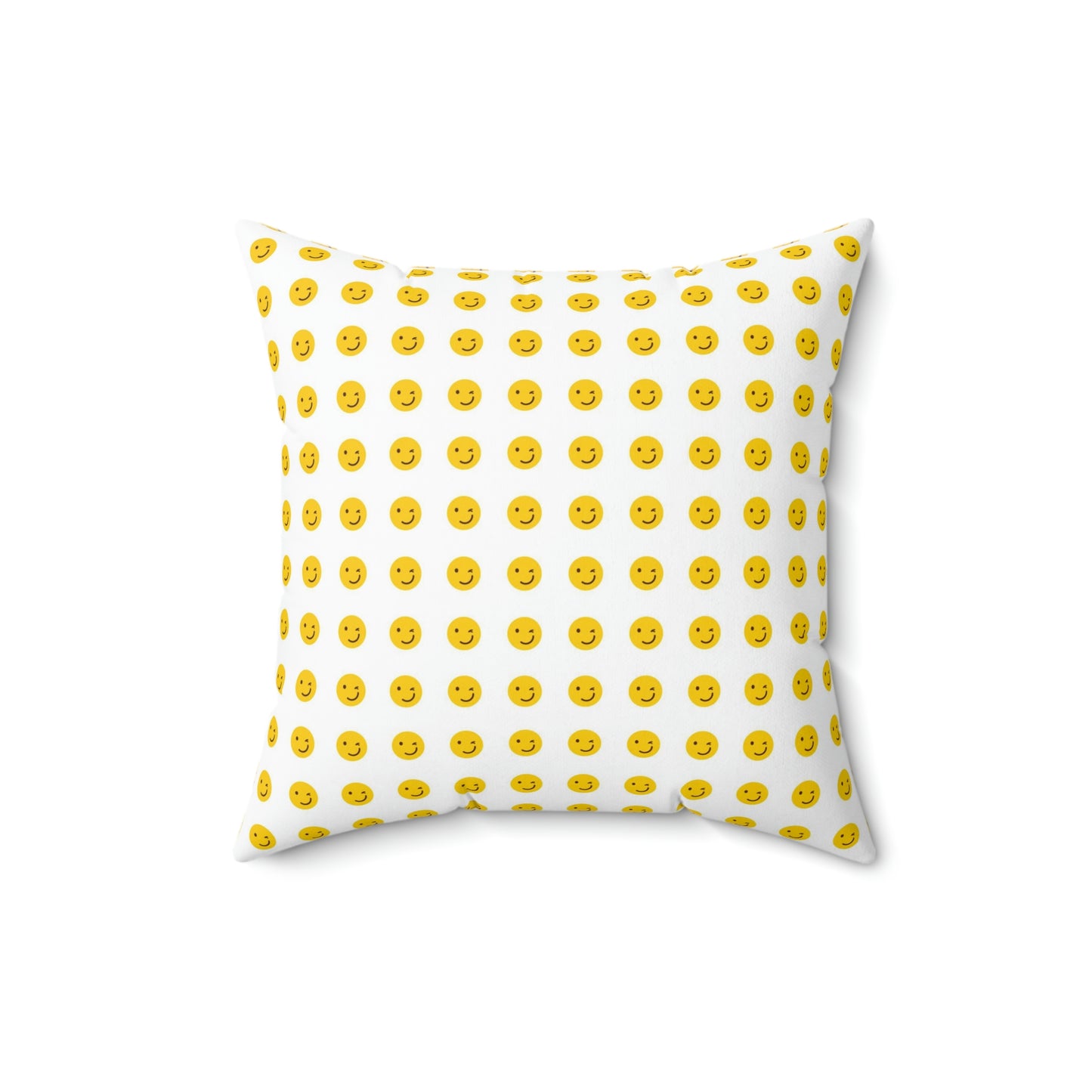 Geotrott Emojis Winking Face White Spun Polyester Square Pillow-Home Decor-Geotrott