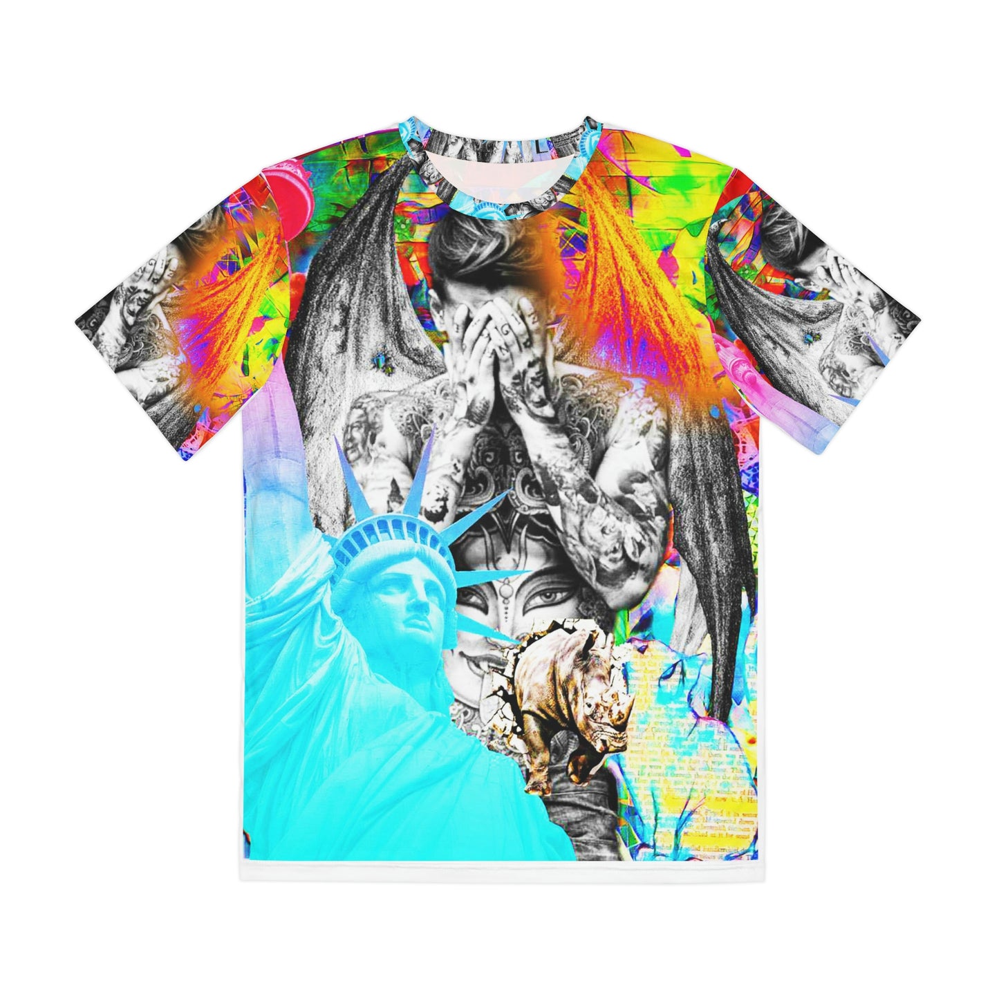 Eddy Bogaert Graffiti Bieber Statue Of Liberty Art Men'S Polyester Tee (Aop)