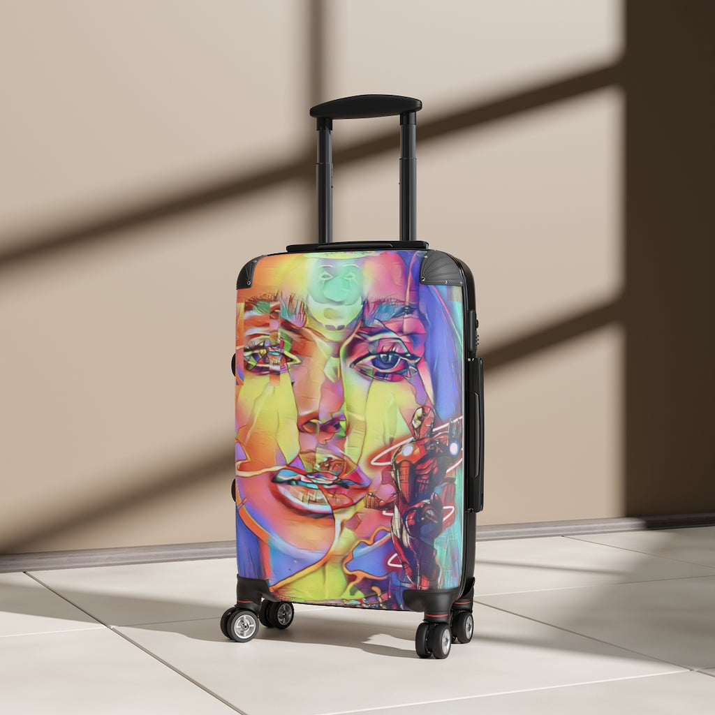 Geotrott Bollywood Princes Graffiti Cabin Suitcase Extended Storage Adjustable Telescopic Handle Double Wheeled Polycarbonate Hard-Shell Built-In Lock
