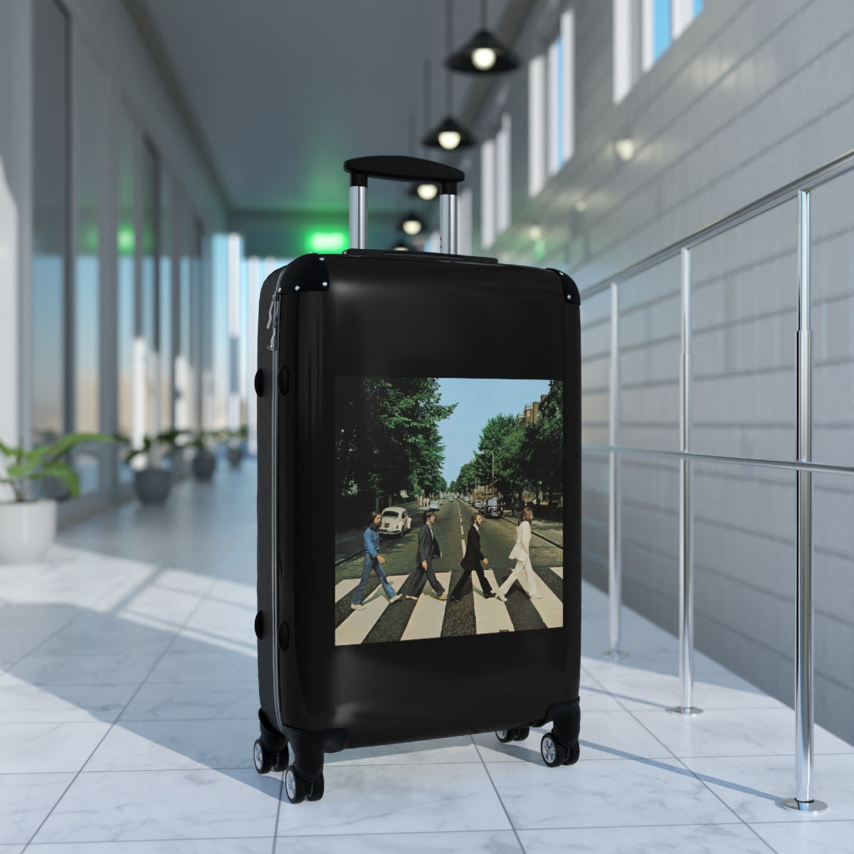 Geotrott The Beatles Abbey Road 1969 Black Cabin Suitcase Extended Storage Adjustable Telescopic Handle Double Wheeled Polycarbonate Hard Shell Built In Lock