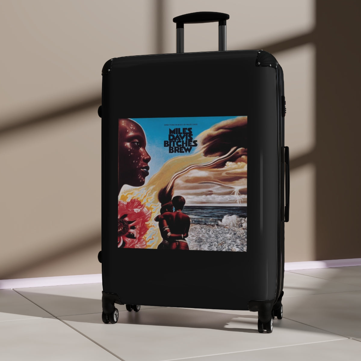 Getrott Miles Davis Bitches Brew 1969 Black Cabin Suitcase Extended Storage Adjustable Telescopic Handle Double wheeled Polycarbonate Hard-shell Built-in Lock-Bags-Geotrott