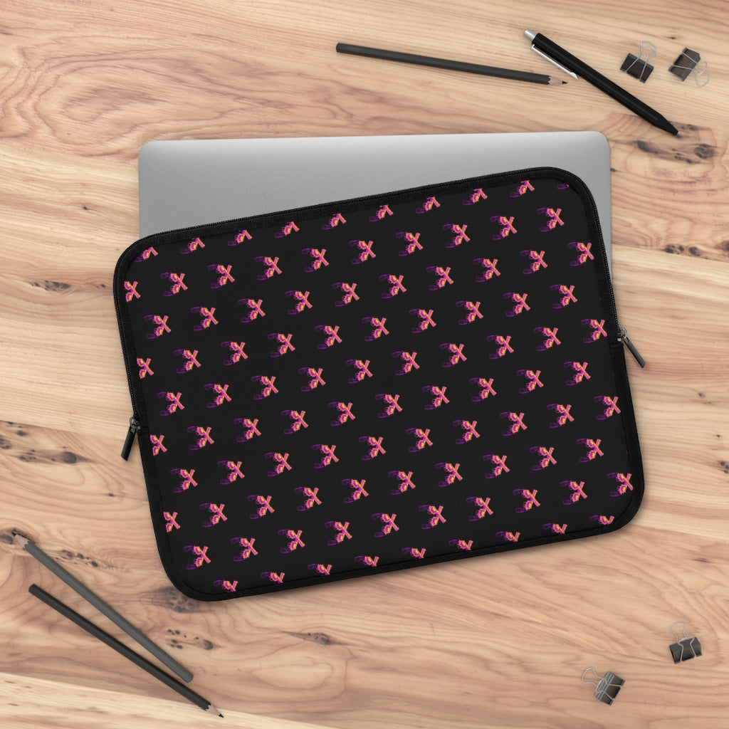 Geotrott Pink Magnum Guns Pattern Black Laptop Sleeve