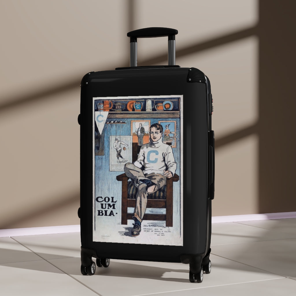 Geotrott Col Um Bia University Club World Classic Poster Black Cabin Suitcase Extended Storage Adjustable Telescopic Handle Double Wheeled Polycarbonate Hard-Shell Built-In Lock