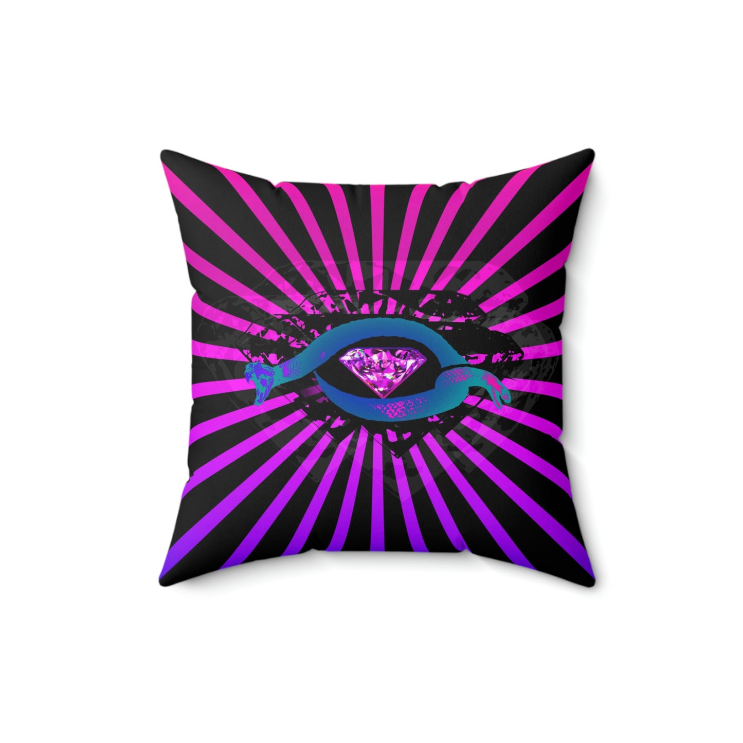 Geotrott Diamond Snake Eye Pink Purple Rays Spun Polyester Square Pillow-Home Decor-Geotrott