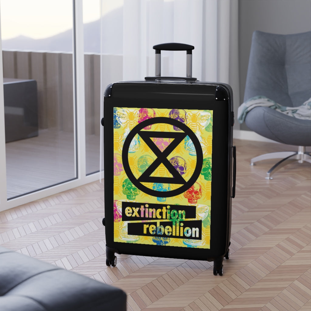 Getrott Extintion Rebellion Poster Black Cabin Suitcase Extended Storage Adjustable Telescopic Handle Double wheeled Polycarbonate Hard-shell Built-in Lock-Bags-Geotrott